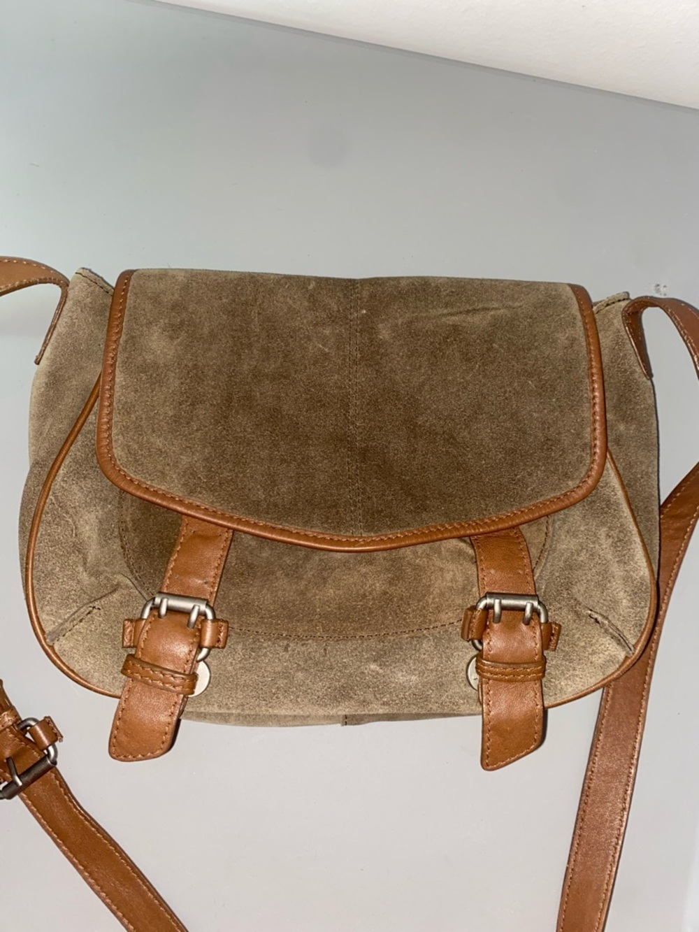 Zara Basics Classic Brown Suede Crossbody Shoulder Bag